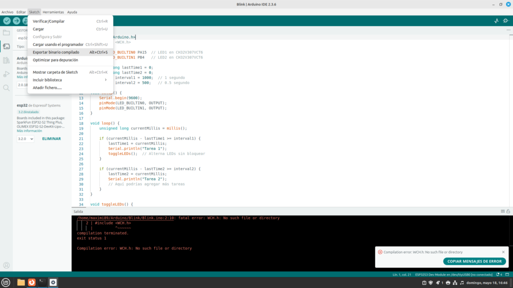 Arduino IDE interfaz